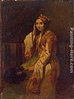 Oriental Canvas Paintings - Woman in Oriental Dress